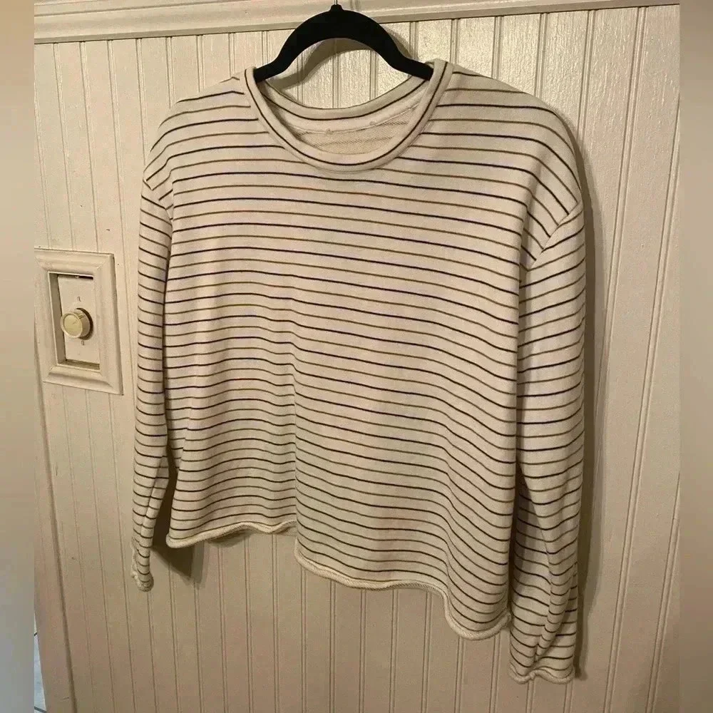 Vince striped cropped sweatshirt 100% cotton - Picture 4 of 9